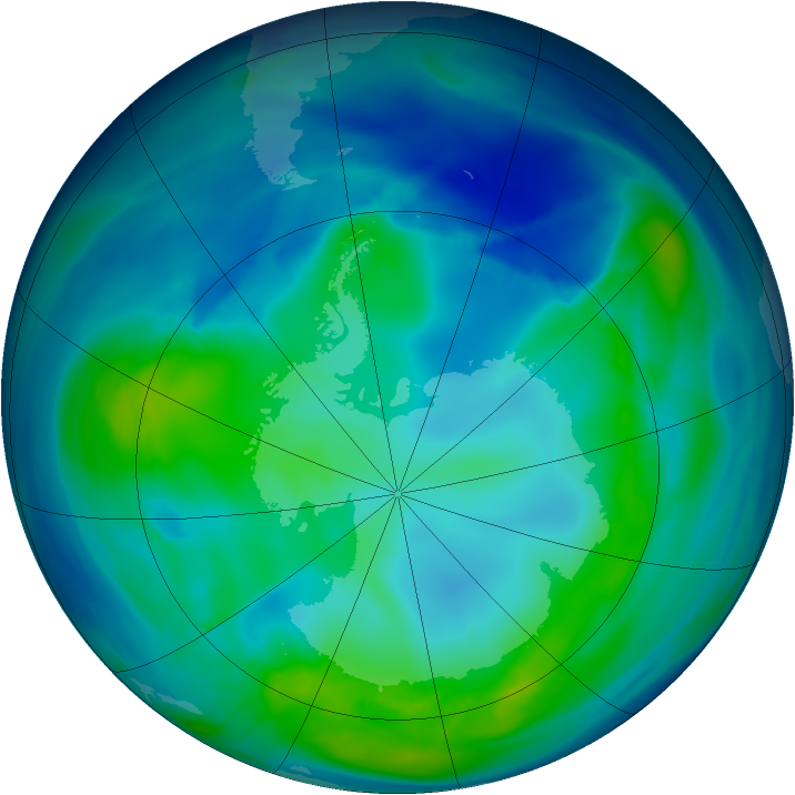 Antarctic ozone map for 04 May 2006